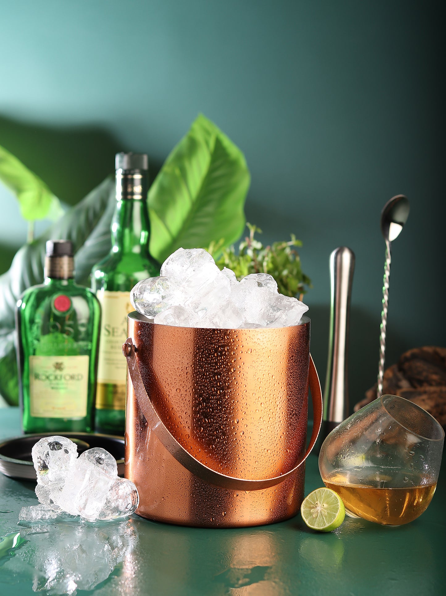 Car-O-Bar Premium Rose Gold Ice Bucket with Tong