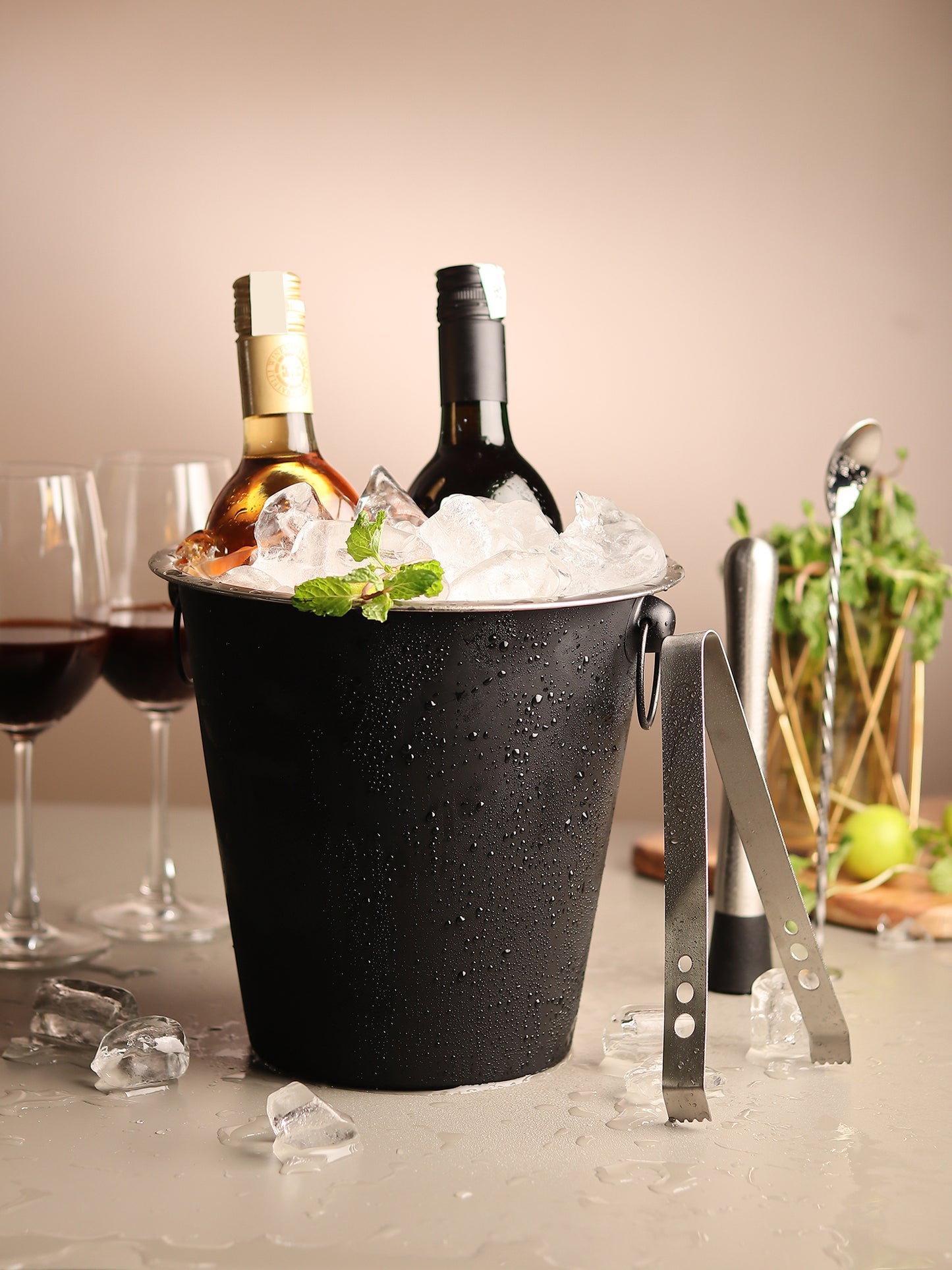 Car-O-Bar Steel Black Wine & Beer Chiller Bucket Black - 1.5ltrs