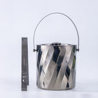 Car-O-Bar Premium Gun Metal Ice Bucket with Tong