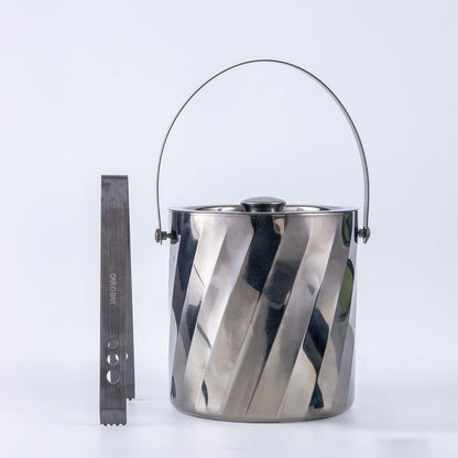 Car-O-Bar Premium Gun Metal Ice Bucket with Tong