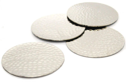 Round Hammered Design Silver Coasters || Set of 4 Coasters