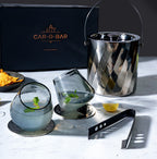 Car-O-Bar Premium Gun Metal Ice Bucket with Tong