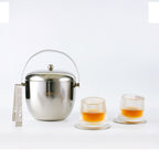 Car-O-Bar Mirror Finish Stainless Steel Premium Design Ice Bucket for Bar & Home with Set of 4 Whiskey Glasses for a Home Bar Setup