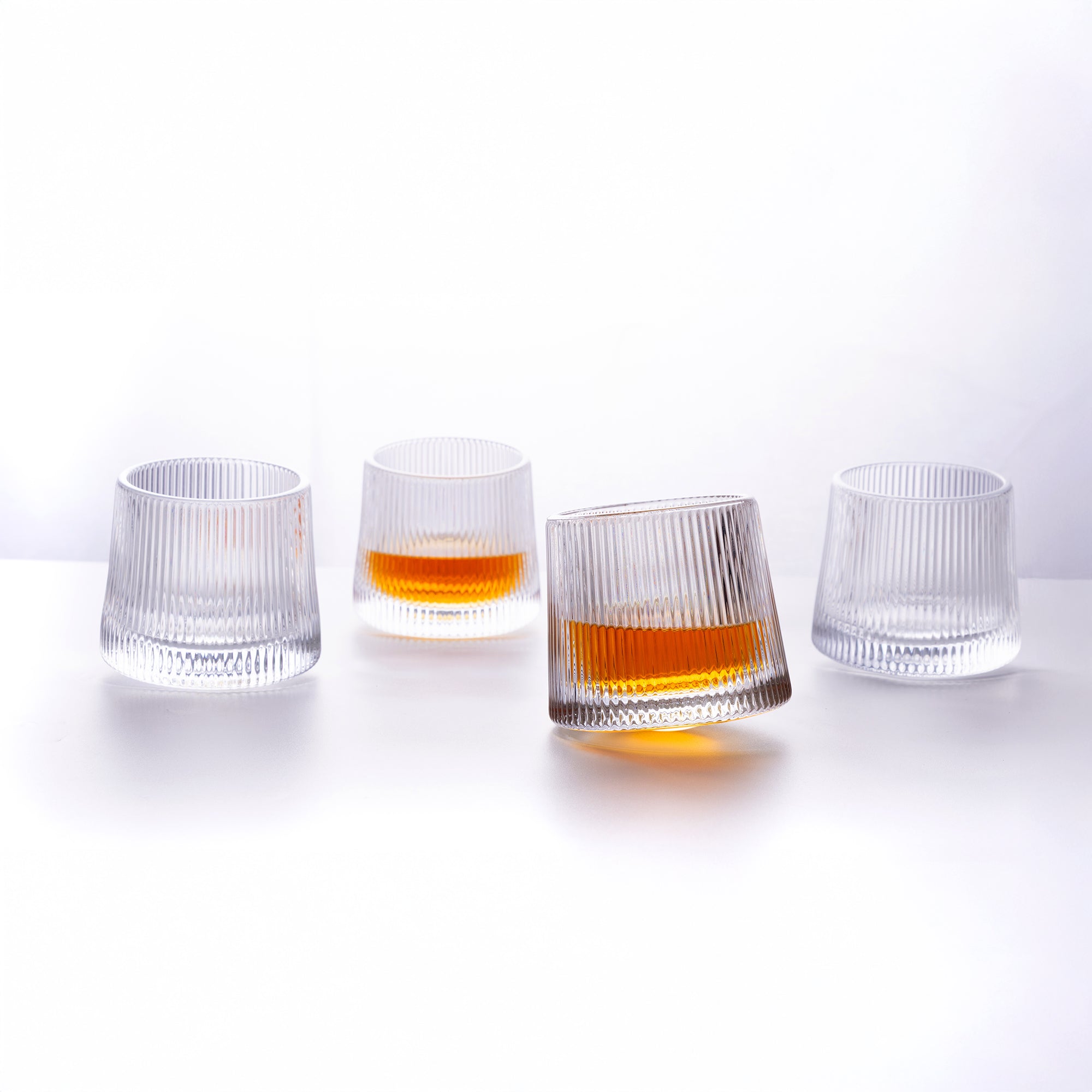 Car-O-Bar Tipsy Whiskey Glass | Fluted Clear | Set of 6 | 190ml