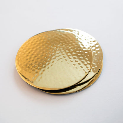 Round Hammered Design Golden Coasters || Set of 4 Coasters