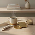 Round Hammered Design Golden Coasters || Set of 4 Coasters