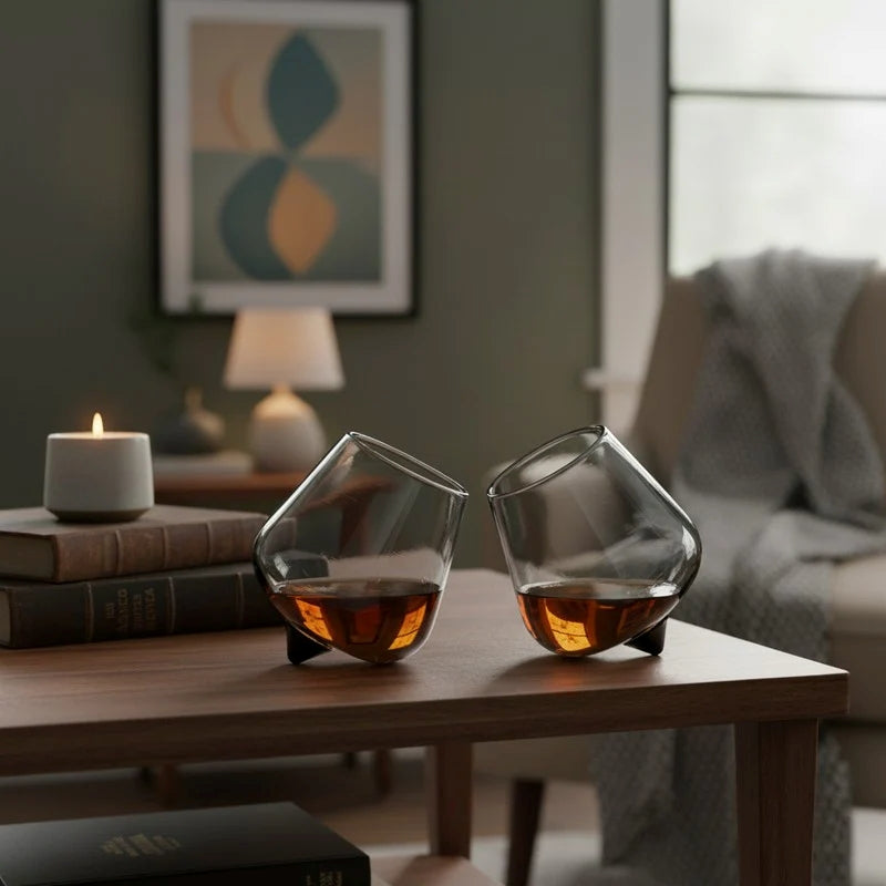 CAR-O-BAR Tipsy Whiskey Glass | Greyish Black