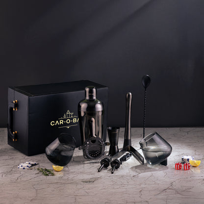 Car-O-Bar Bar set with Glasses and Leatherette Gift set
