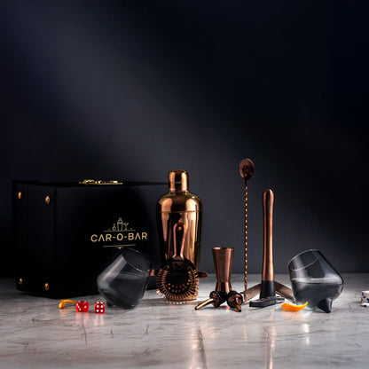Car-O-Bar Bar set with Glasses and Leatherette Gift set