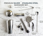 Car-O-Bar Silver Bar set with Glasses and Leatherette Gift set