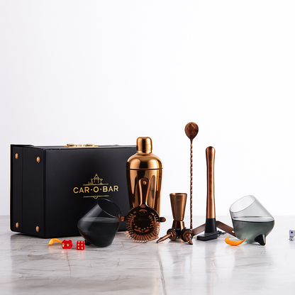 Car-O-Bar Bar set with Glasses and Leatherette Gift set