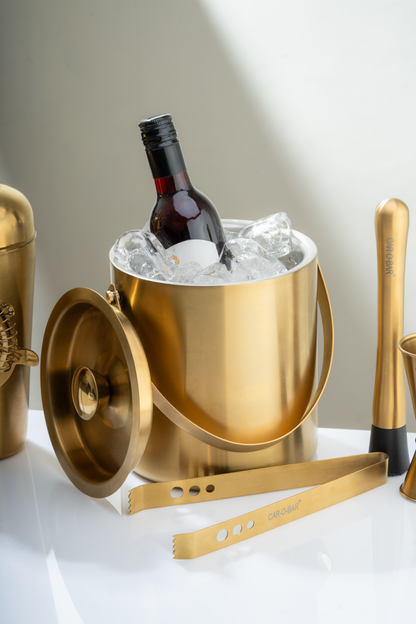 Car-O-Bar Premium Gold Ice Bucket with Tong
