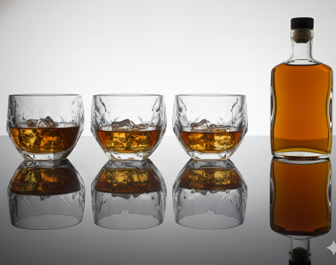 Car-O-Bar Gift Set | Set of Premium Whiskey Glasses with Steel Whiskey Cubes Peg Measurer and Ice Tong