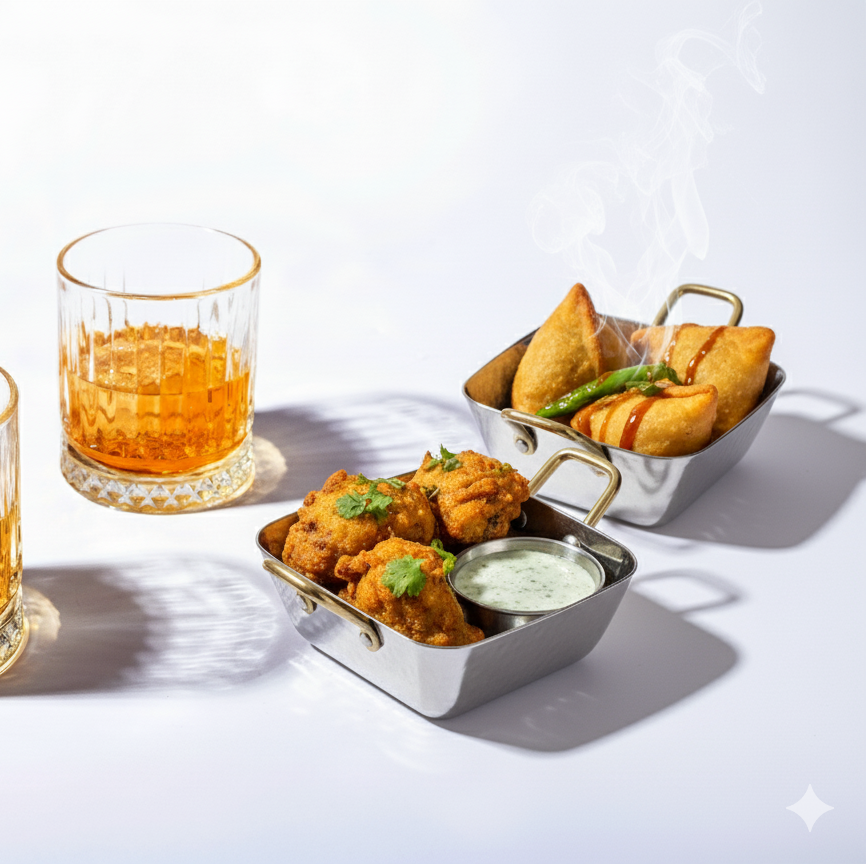 CAR-O-BAR Premium Set of 2 Steel Serving Bowls with Handle | Hammered Silver Finish