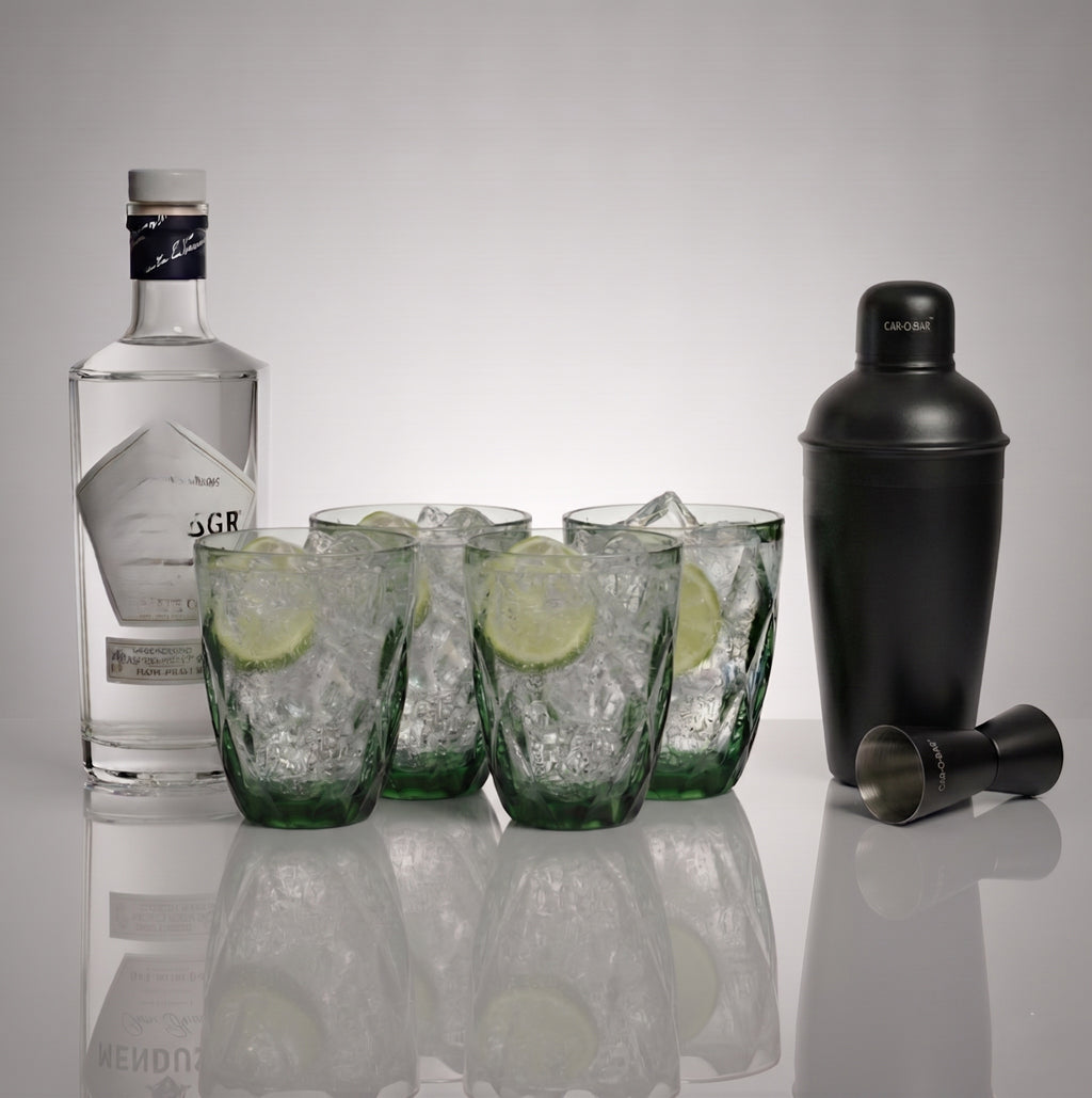 Car-O-Bar Black Bar Set with Glasses Gift Set