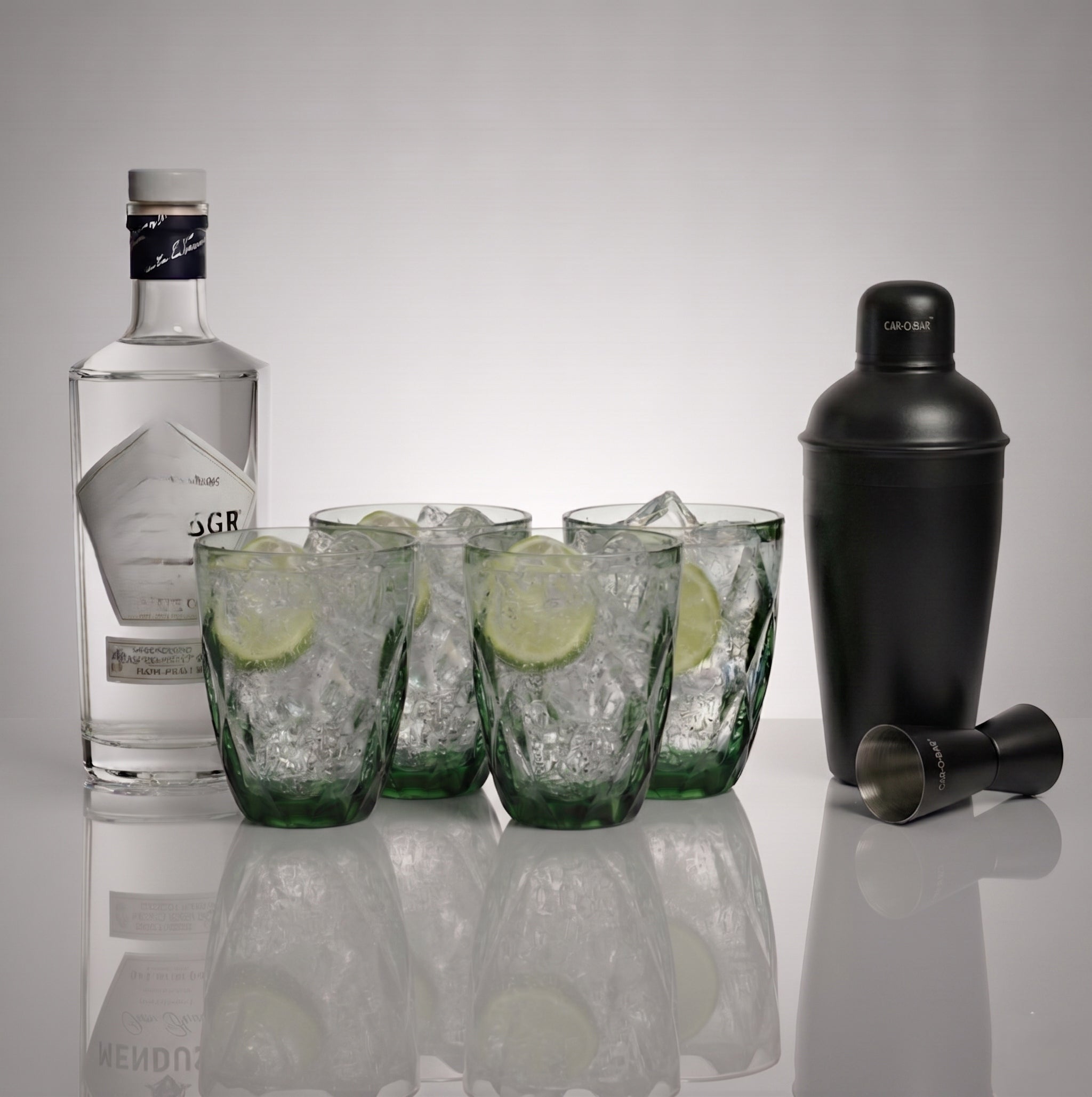 Car-O-Bar Black Bar Set with Glasses Gift Set