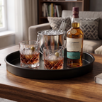 Car-O-Bar Premium Round Serving Tray | Black Round Tray for Bar & Coffee Table