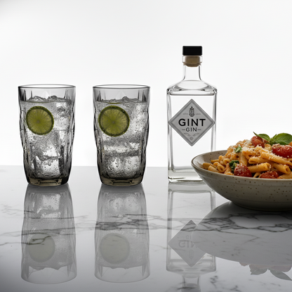 CAR-O-BAR Tipsy High Ball Glass | Balckish Grey Colour | Set of 4 | 340ml