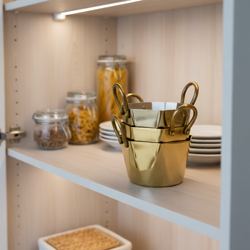 CAR-O-BAR Set of 3 Premium Steel Serving Bowl with Platter | Hexagonal Gold Finish