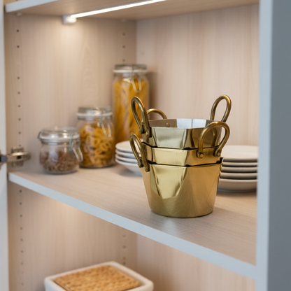 CAR-O-BAR Set of 3 Premium Steel Serving Bowl with Platter | Hexagonal Gold Finish