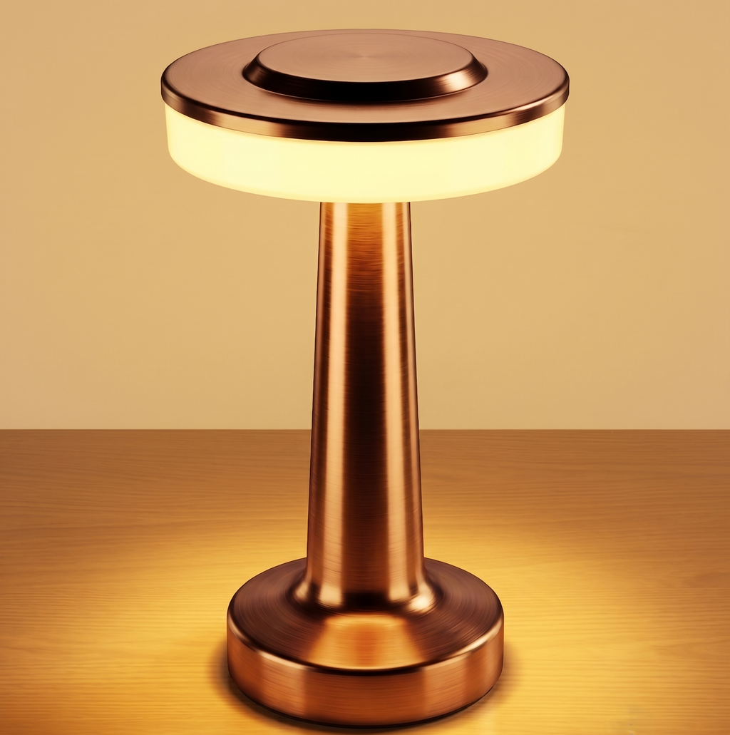 CAR-O-BAR Bar Decor Copper Gold Lamp | 3 Colour Touch Control, USB-C Charging