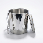 Car-O-Bar Gift Set | Rippled Finish Stainless Steel Ice Bucket & Tong with Set of 4 Whiskey Glasses