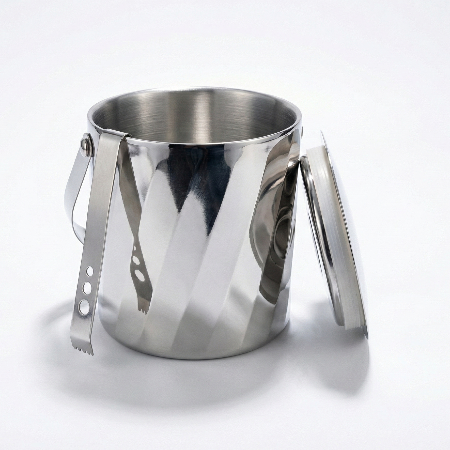 Car-O-Bar Gift Set | Rippled Finish Stainless Steel Ice Bucket & Tong with Set of 4 Whiskey Glasses