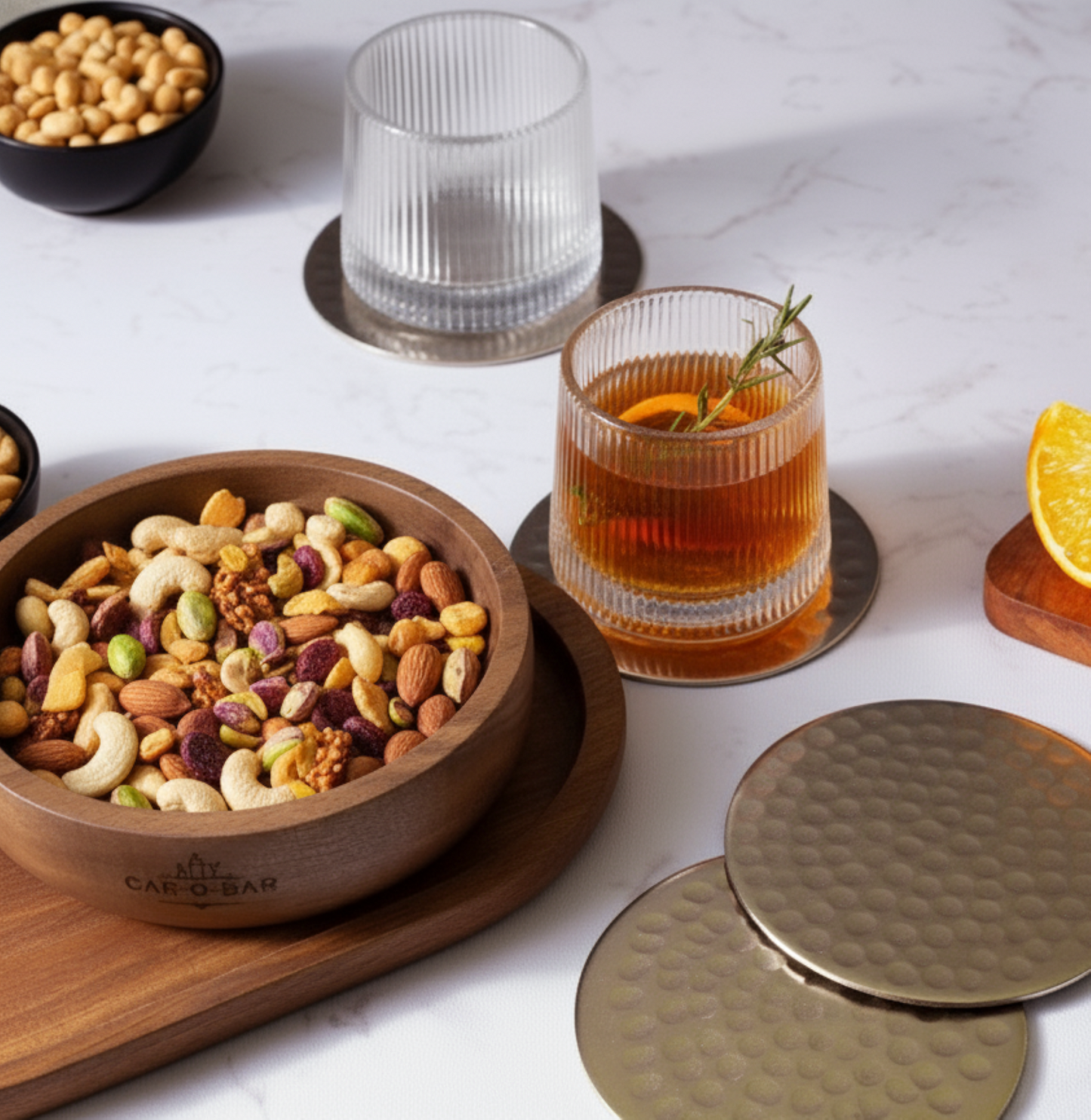 CAR-O-BAR Premium Wooden Serving Bowl | Mahogany Finish