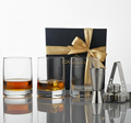 Car-O-Bar Gift Set | Set of Premium Whiskey Glasses with Steel Whiskey Cubes Peg Measurer and Ice Tong