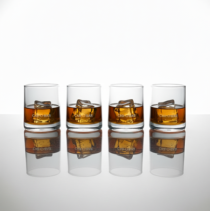 CAR-O-BAR Tipsy Whiskey Glass | Balckish Grey Colour | Set of 4