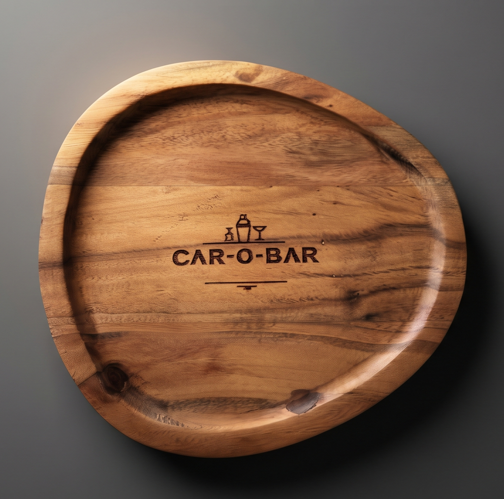Car-O-Bar Premium Wooden Serving Tray Platter | Natural Finish
