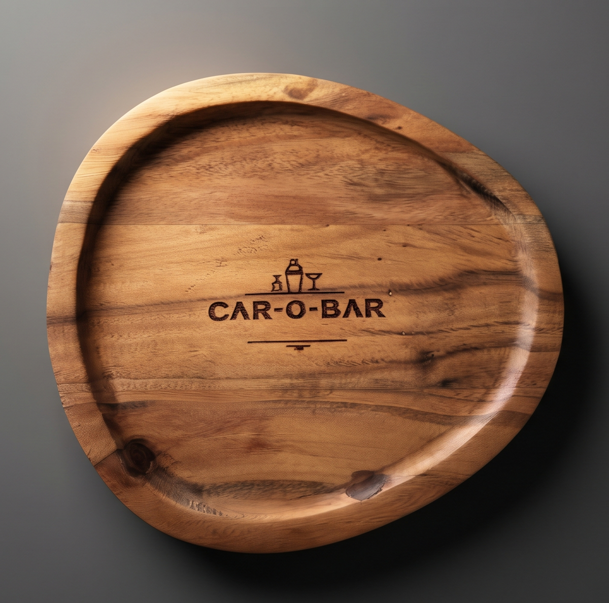 Car-O-Bar Premium Wooden Serving Tray Platter | Natural Finish