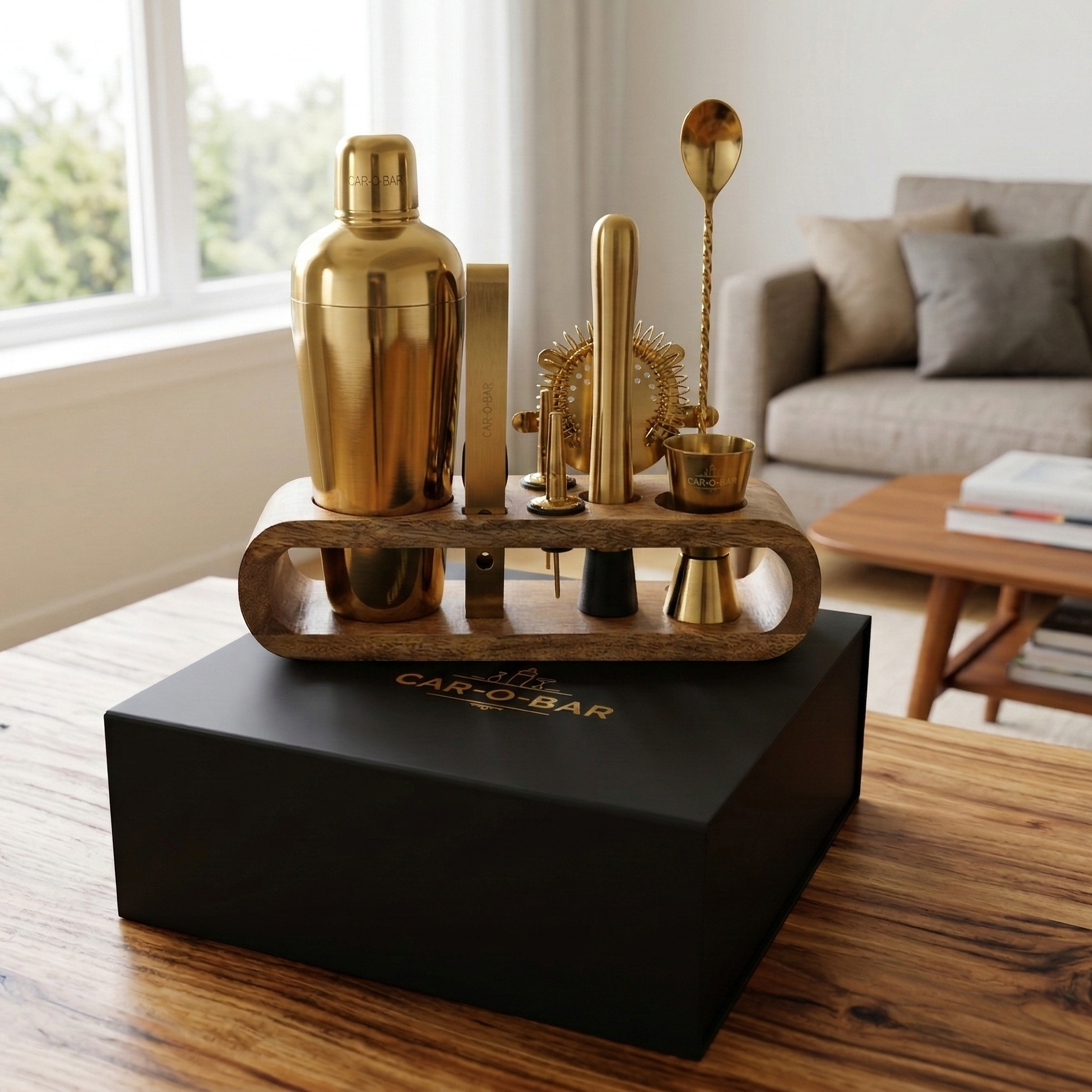 Car-O-Bar Premium Gold Barset with Stand