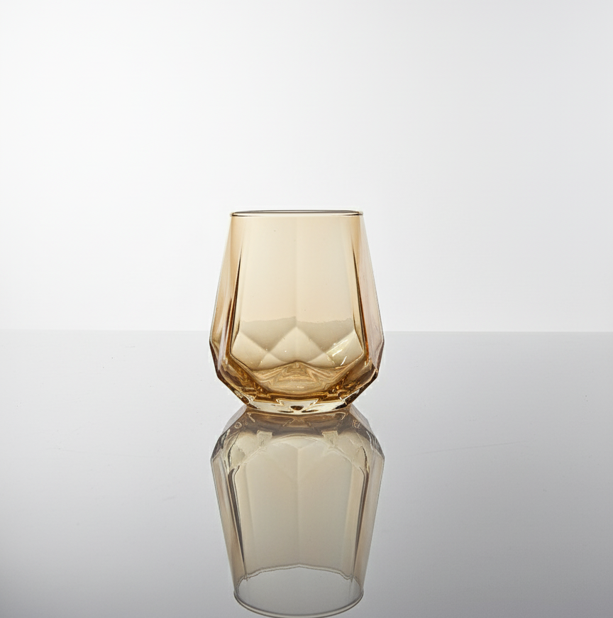 CAR-O-BAR Tipsy Whiskey Glass | Crystal Cut Design | Set of 4 | 240ml