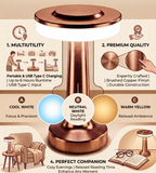 CAR-O-BAR Bar Decor Copper Gold Lamp | 3 Colour Touch Control, USB-C Charging