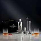 Car-O-Bar Silver Bar set with Glasses and Leatherette Gift set