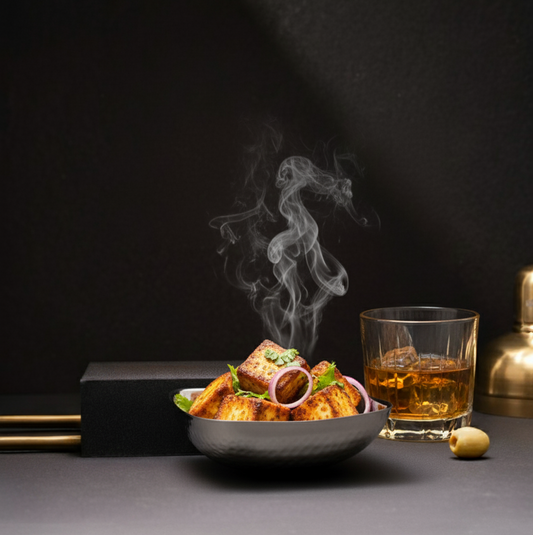 CAR-O-BAR Premium Steel Serving Bowl | Hammered Finish | Double Walled