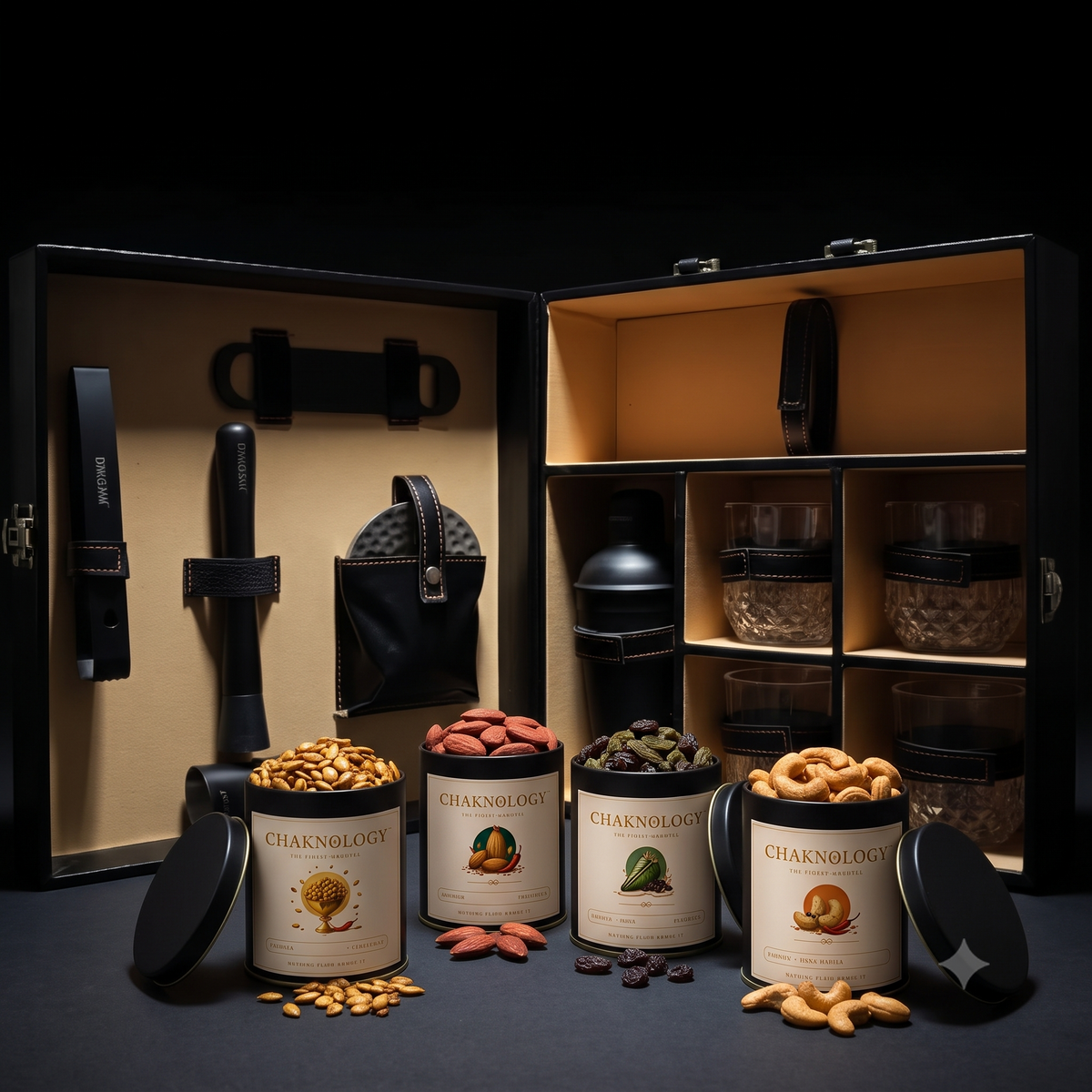 Car-O-Bar Luxury Bar Set with Cocktail Nuts Diwali Gift Set | Complete Home Bar Gift Set