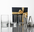 Car-O-Bar Gift Set | Set of Premium Whiskey Glasses with Steel Whiskey Cubes Peg Measurer and Ice Tong