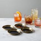Car-O-Bar Set of 4 Coaster || Round Design Anti Slip Coaster Set With Stand