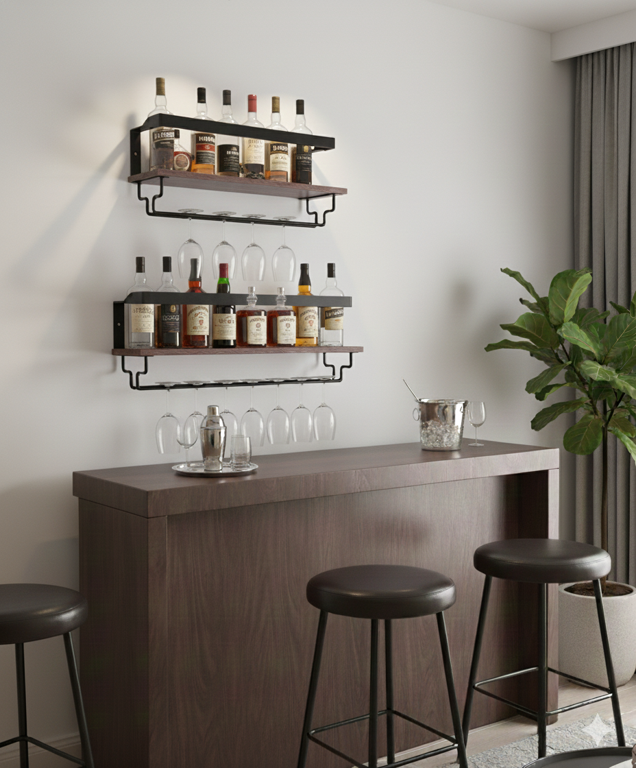 CAR-O-BAR Premium Wine Rack Organizer | Set of 2 Wall Mounted Wine Rack