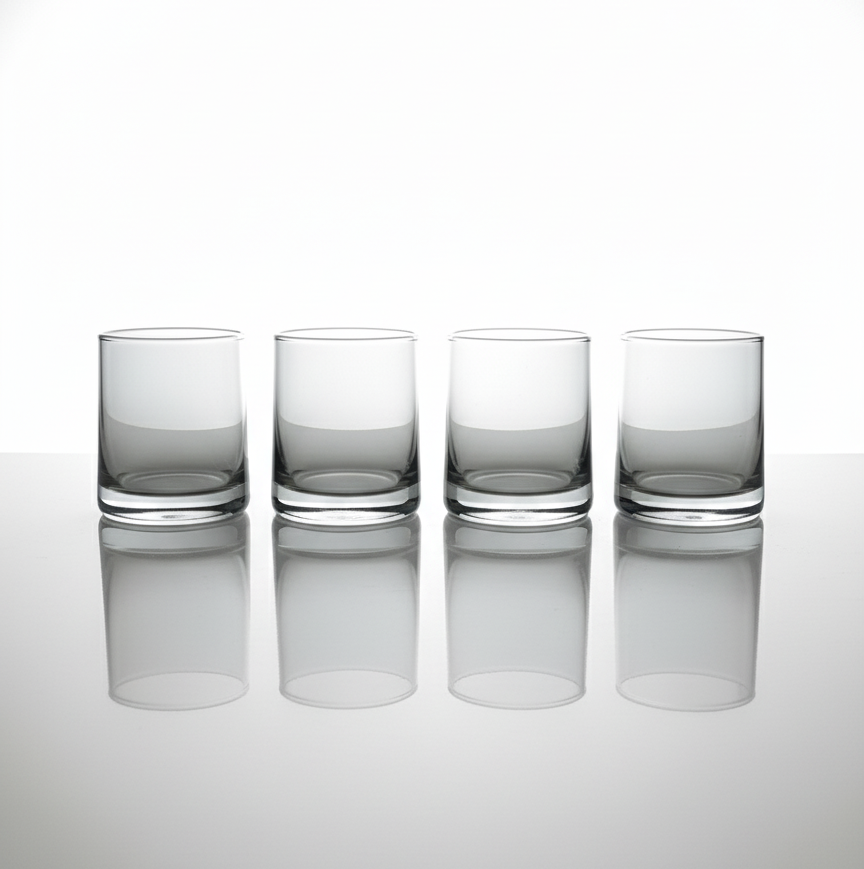 CAR-O-BAR Tipsy Whiskey Glass | Balckish Grey Colour | Set of 4