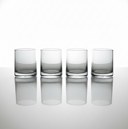 CAR-O-BAR Tipsy Whiskey Glass | Balckish Grey Colour | Set of 4