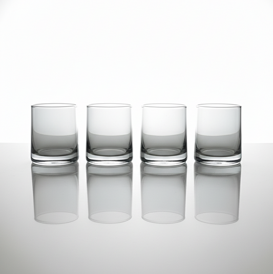 CAR-O-BAR Tipsy Whiskey Glass | Balckish Grey Colour | Set of 4