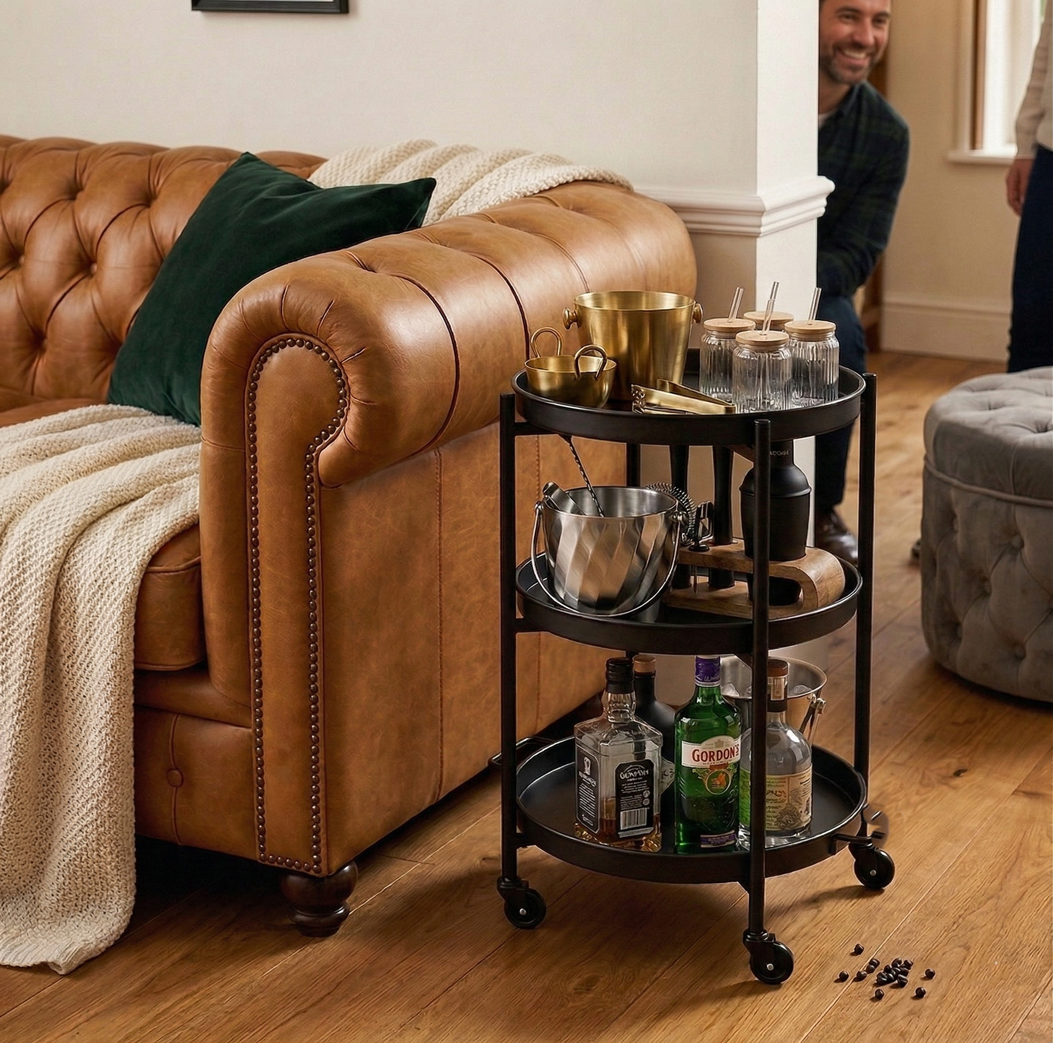CAR-O-BAR Premium Multipurpose Bar Cart | 3-Tier Bar Trolley for Home