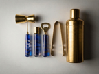 Car-O-Bar Gold & Blue Bar Set | 5 Piece Bartender Kit