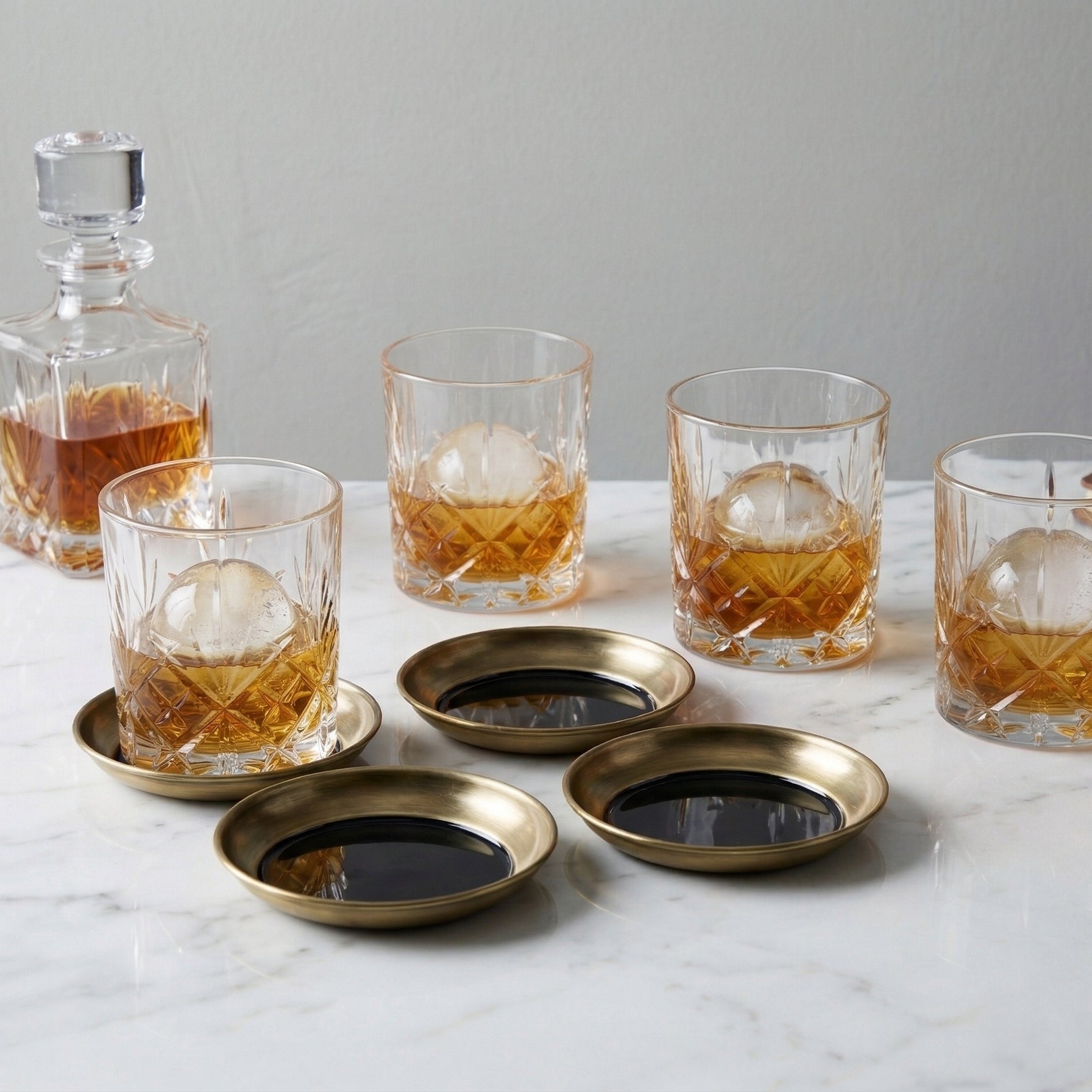 Car-O-Bar Set of 4 Coaster || Round Design Anti Slip Coaster Set With Stand