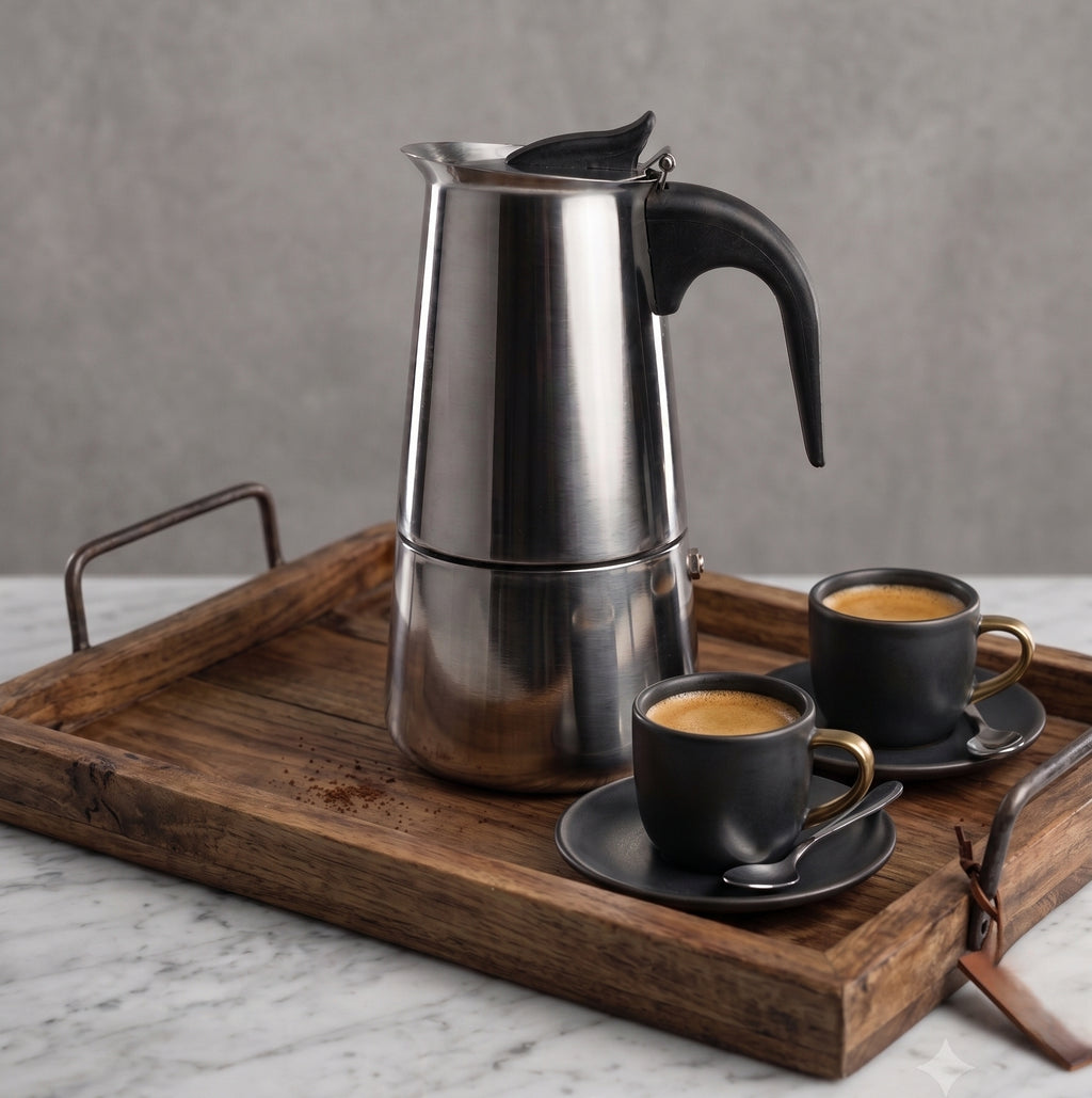 CAR-O-BAR Stainless Steel Moka Pot Coffee Maker For Home