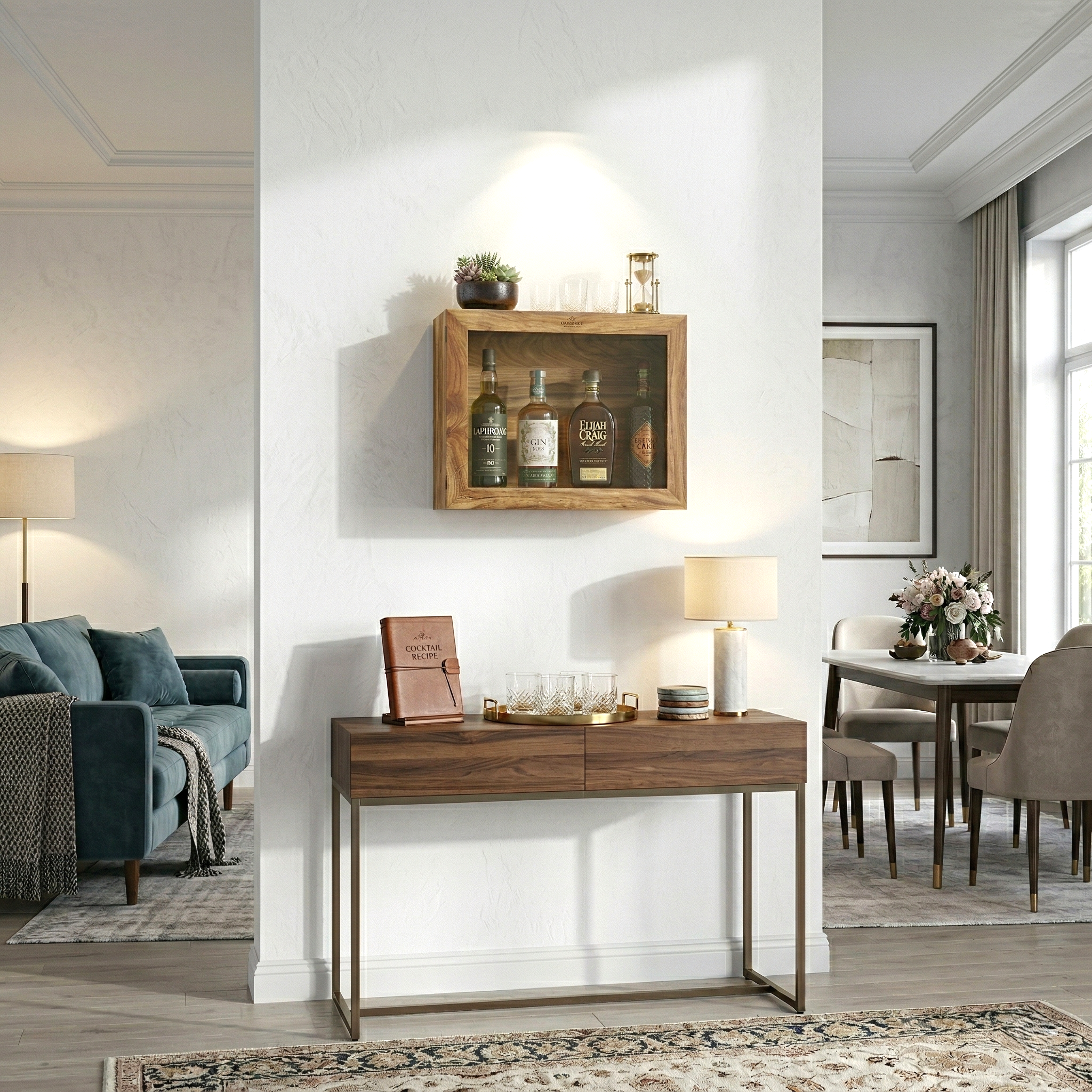 CAR-O-BAR Wooden Wall Mounted Bar Cabinet for Home