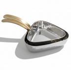 CAR-O-BAR Premium Set of 2 Steel Serving Pan with Handle | Hammered Silver Finish